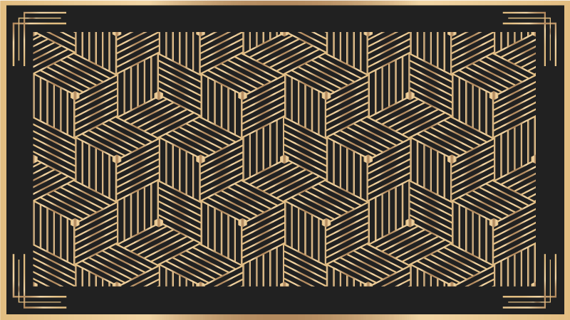 Altın geometrik deco desen geometrik kilim - TenStickers