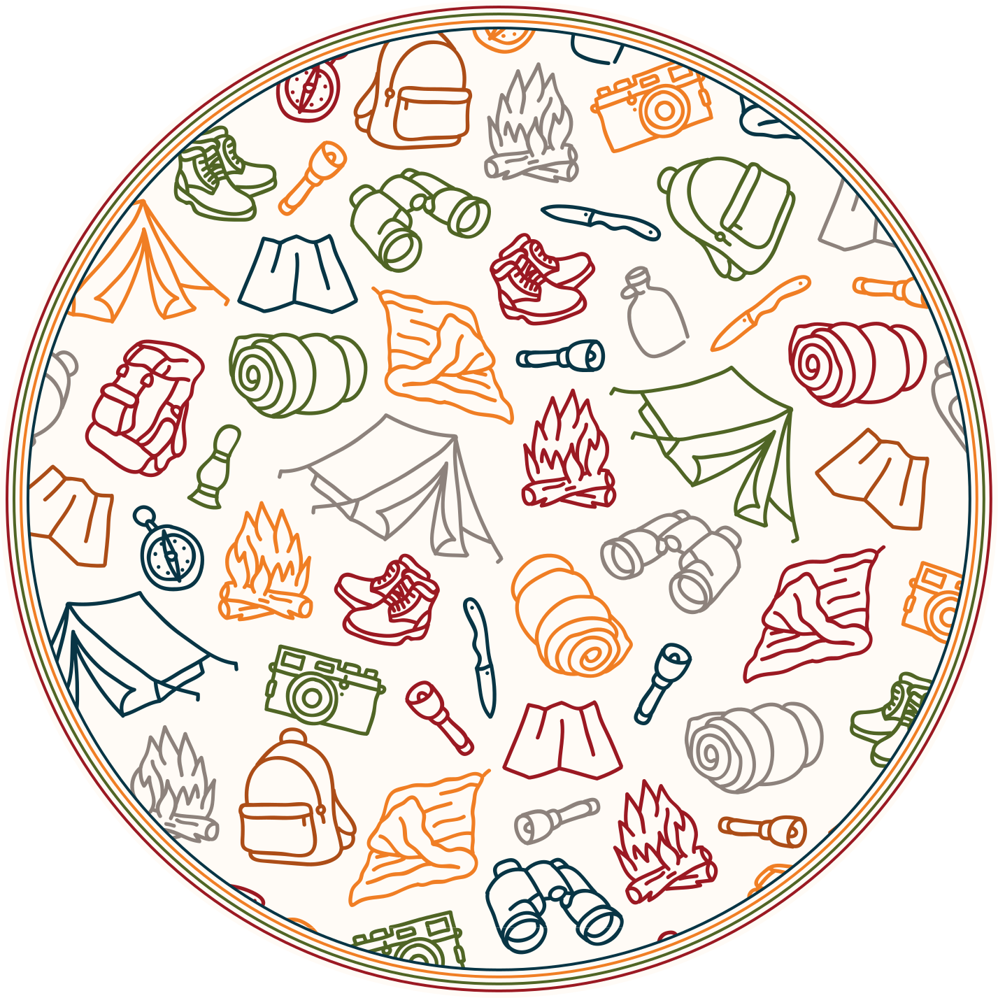 Macera teçhizatı simgeleri pvc halı - TenStickers