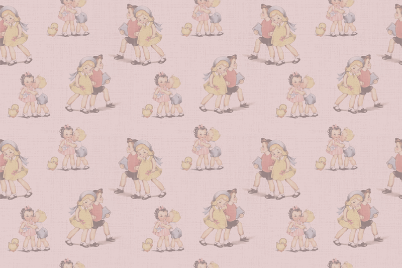 Retro eğlenceli arkadaşlar çocukta pvc halı - TenStickers