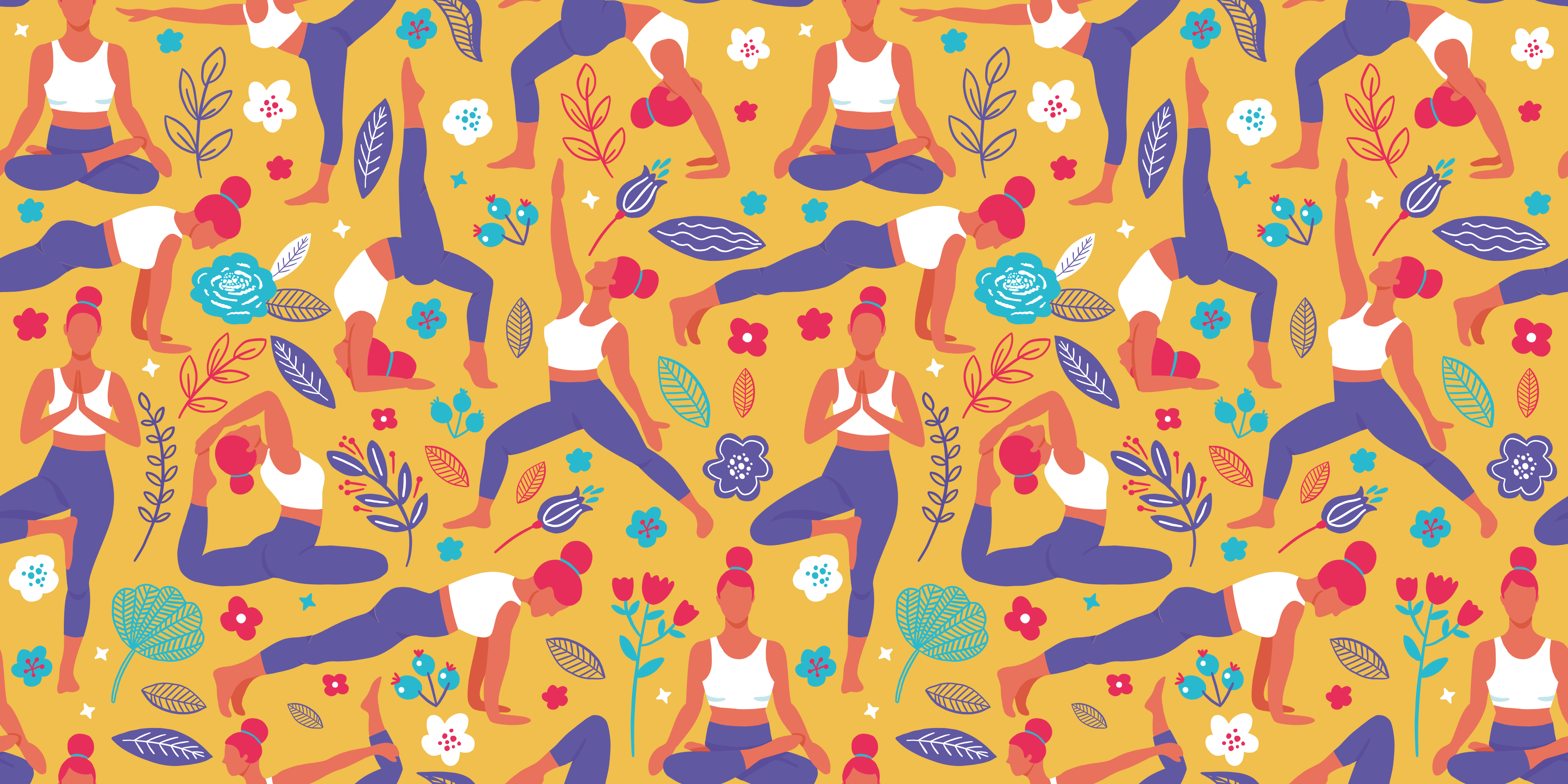 Canlı yoga motifleri gençler pvc halı - TenStickers