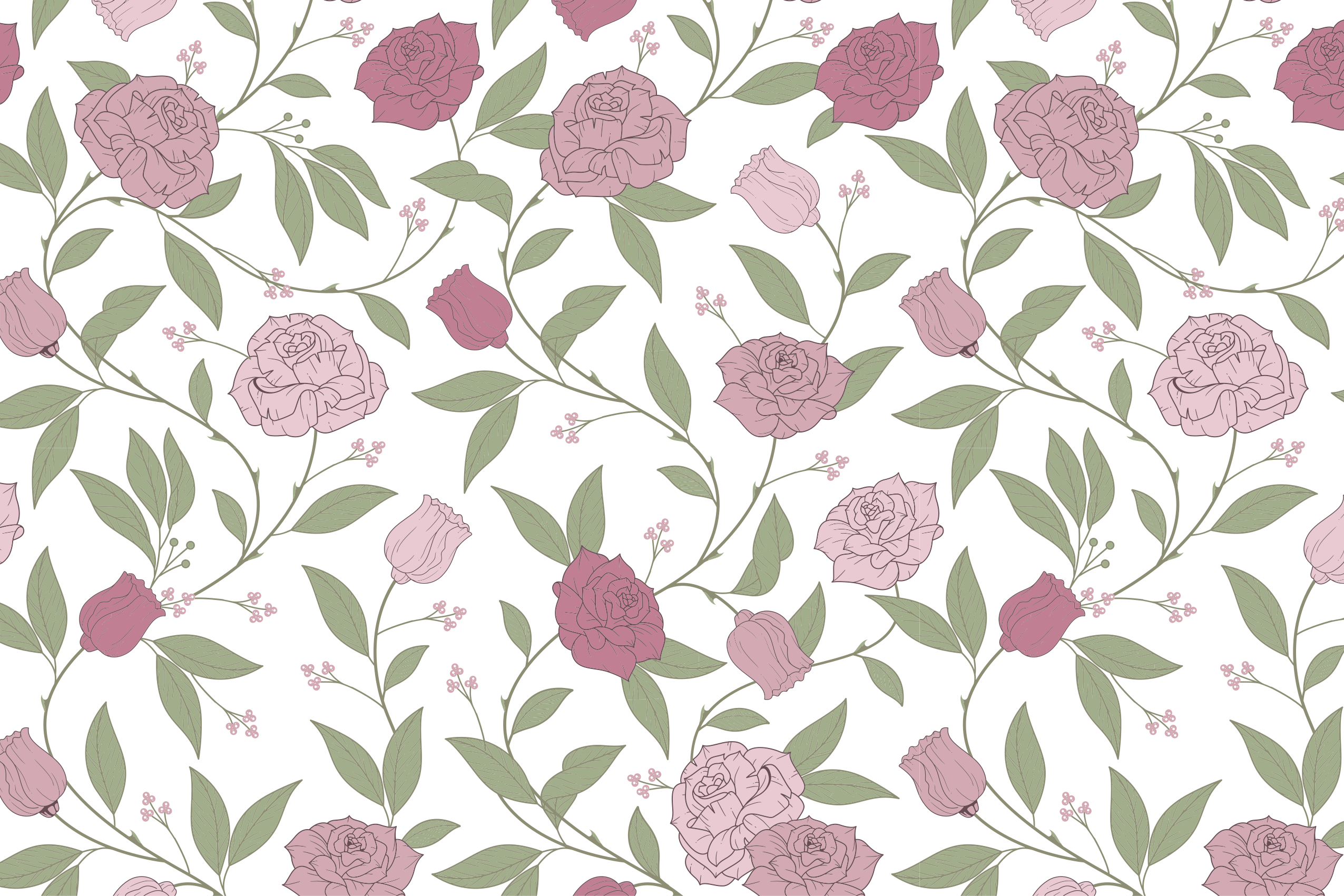 Zarif bahçe deseni çiçekler ve bitkiler pvc halı - TenStickers