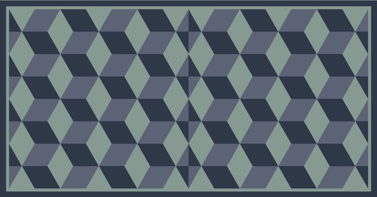 Mavi retro küp desen geometrik kilim - TenStickers