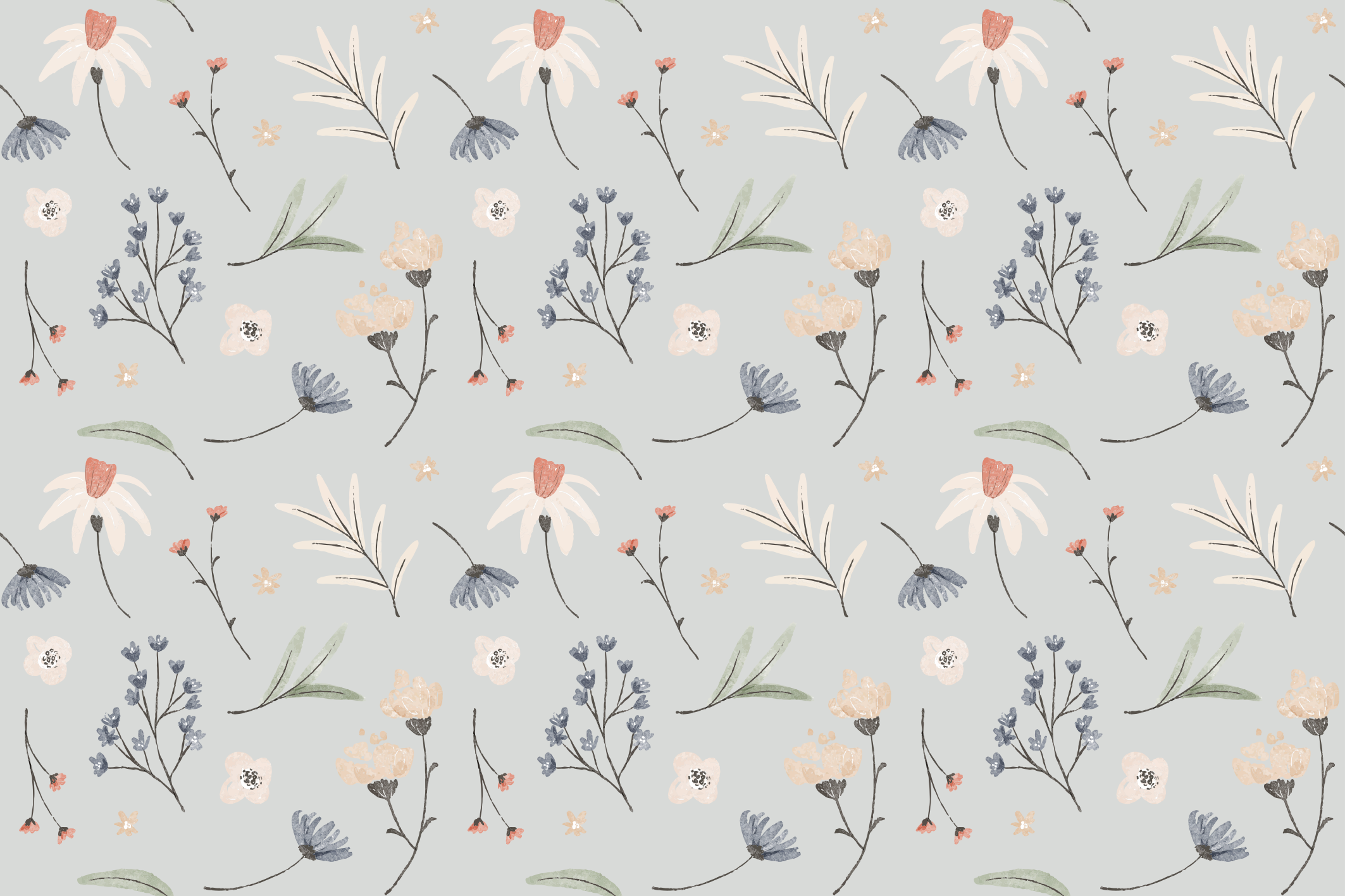 çiçekli yaprak çizimi çiçekler ve bitkiler pvc halı - TenStickers