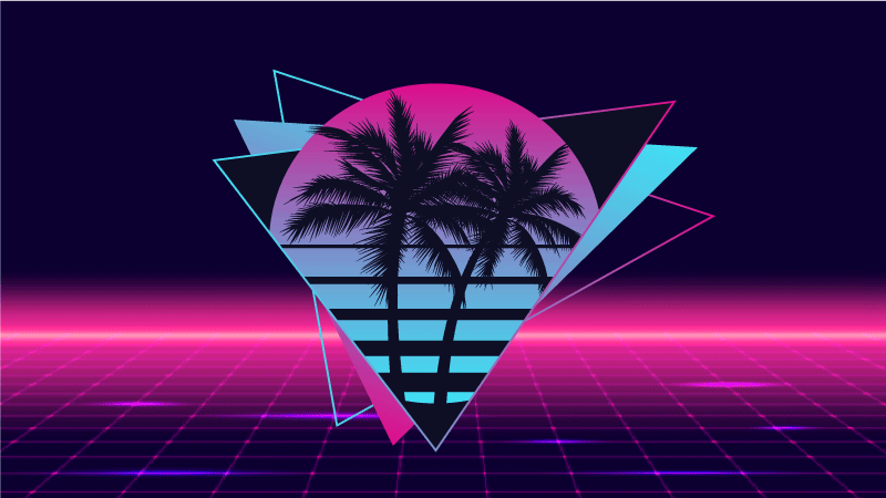Vaporwave tarzı palmiye ağacı eski halı - TenStickers