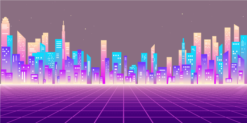 Neon şehir manzarası ufku modern pvc halı - TenStickers