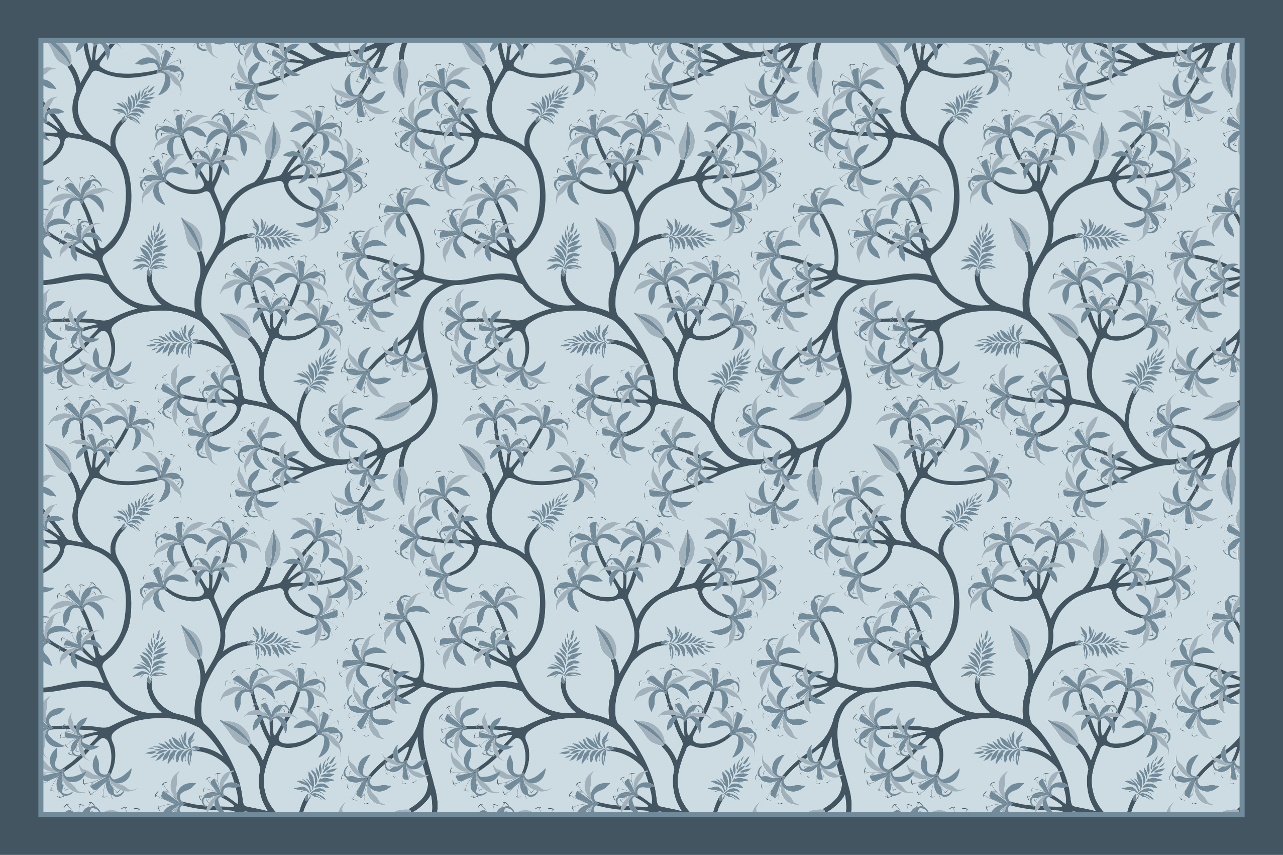 Botanik siluet deseni çiçekler ve bitkiler pvc halı - TenStickers