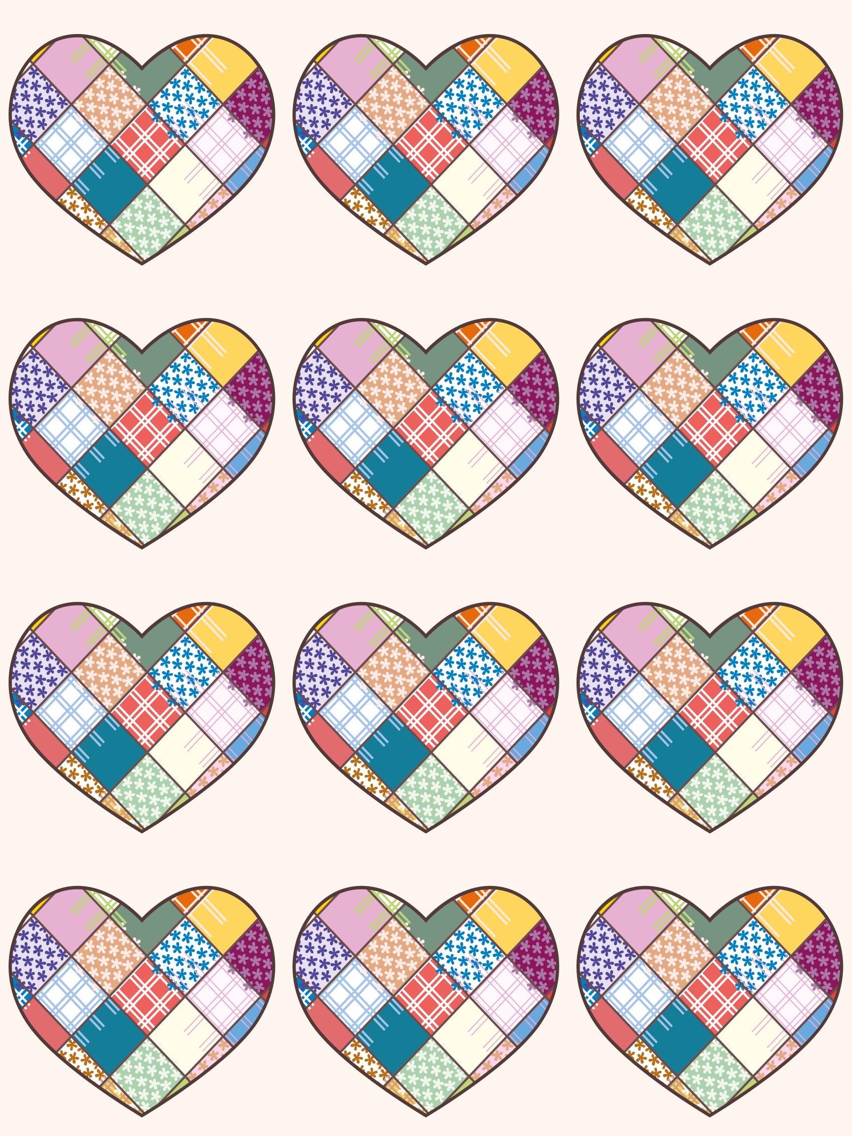 Patchwork renkli kalp desen bağbozumu halı - TenStickers