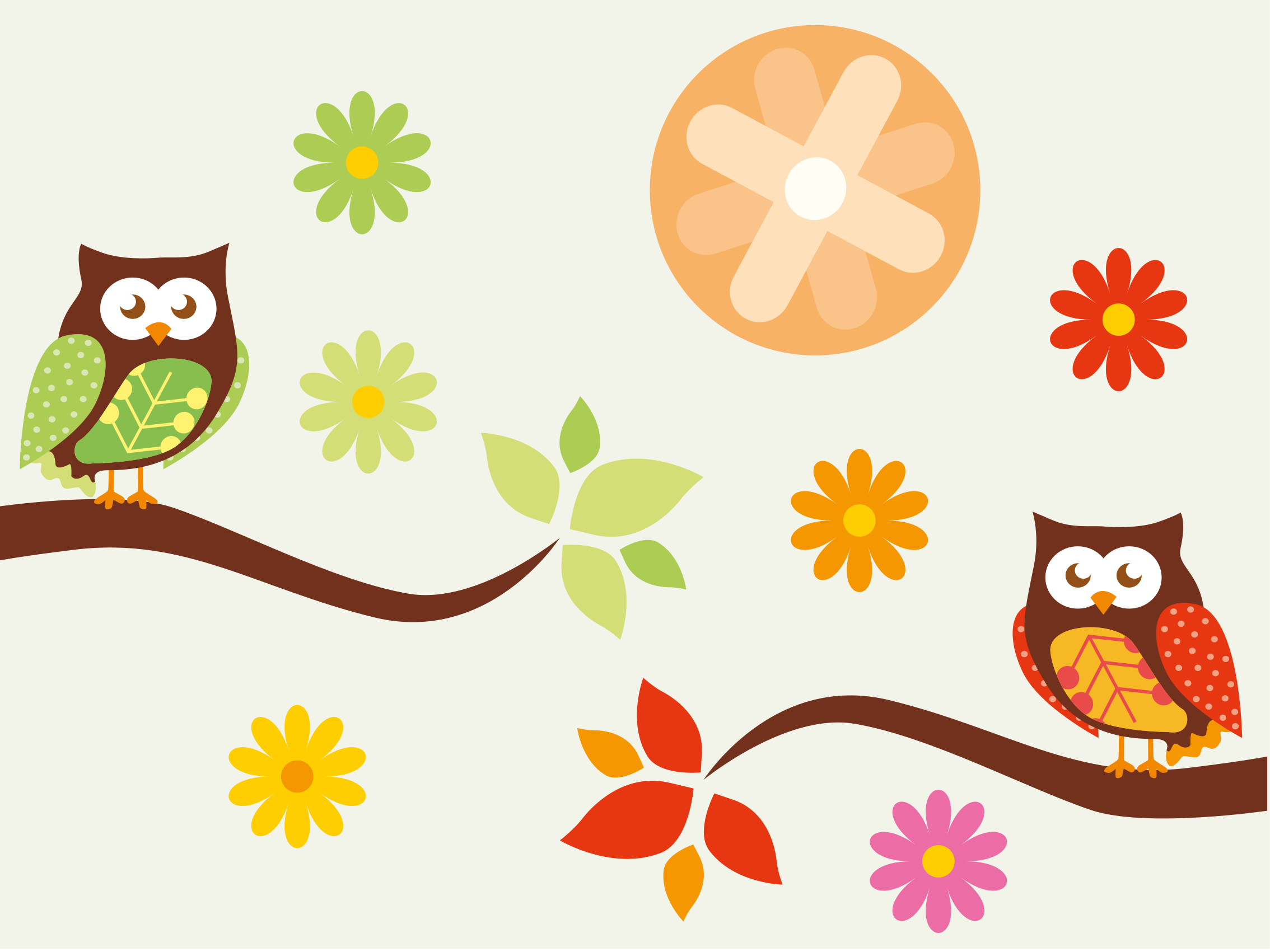 Renkli kreş baykuşları pvc halı - TenStickers