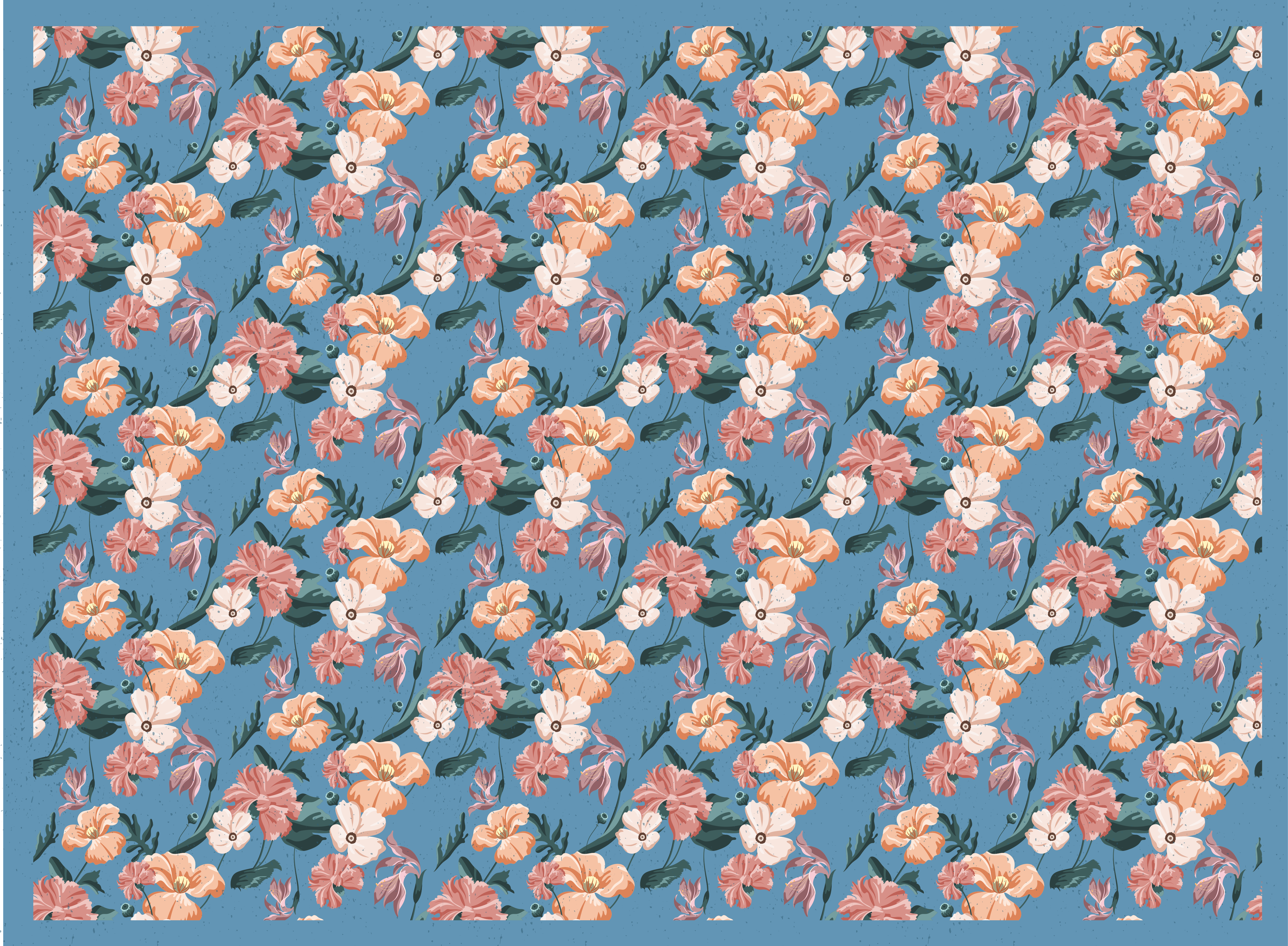 Flowerprint 'ziedi jeans' çiçekli kilim - TenStickers