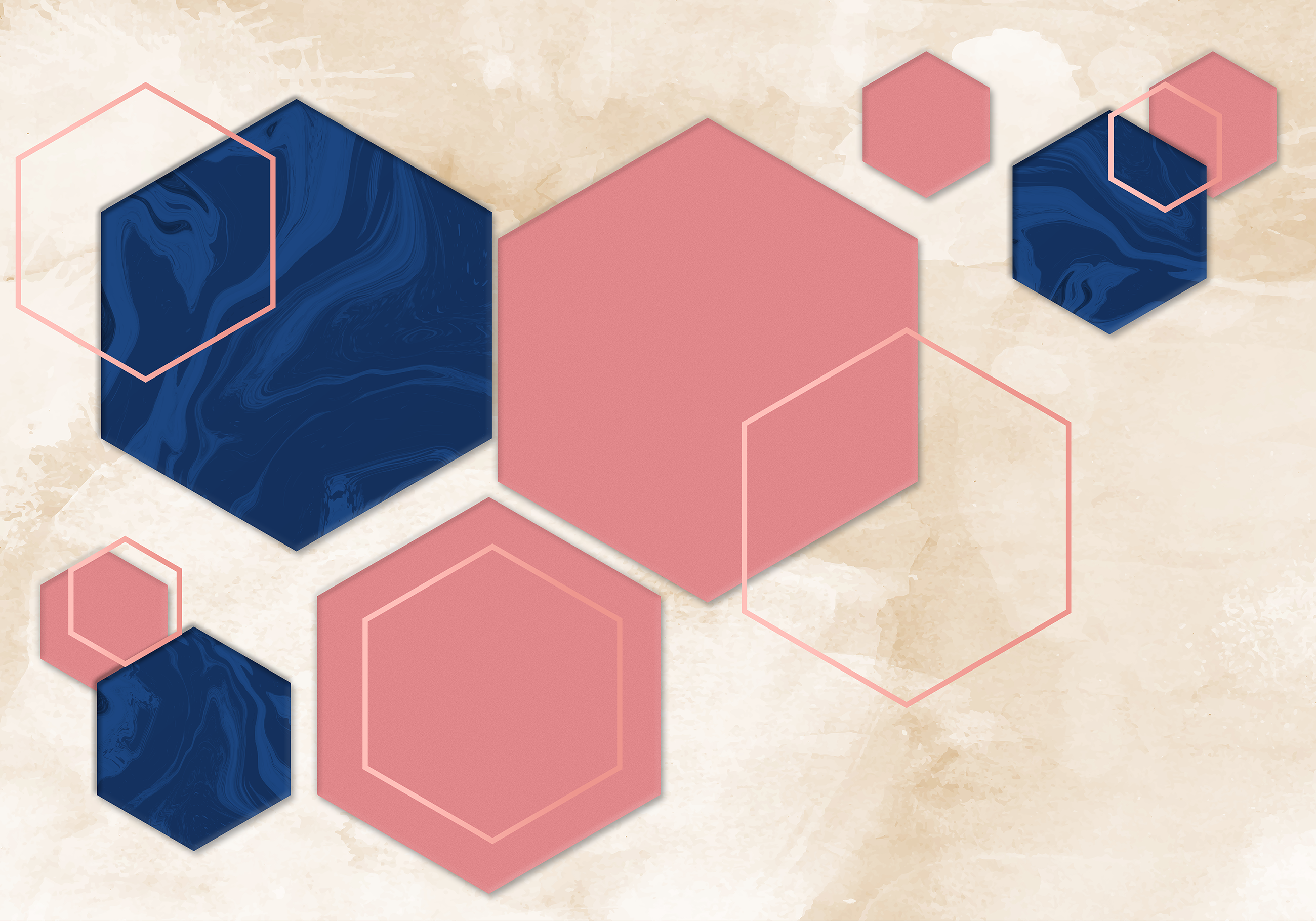 Soyut altıgenler geometrik pvc halı - TenStickers