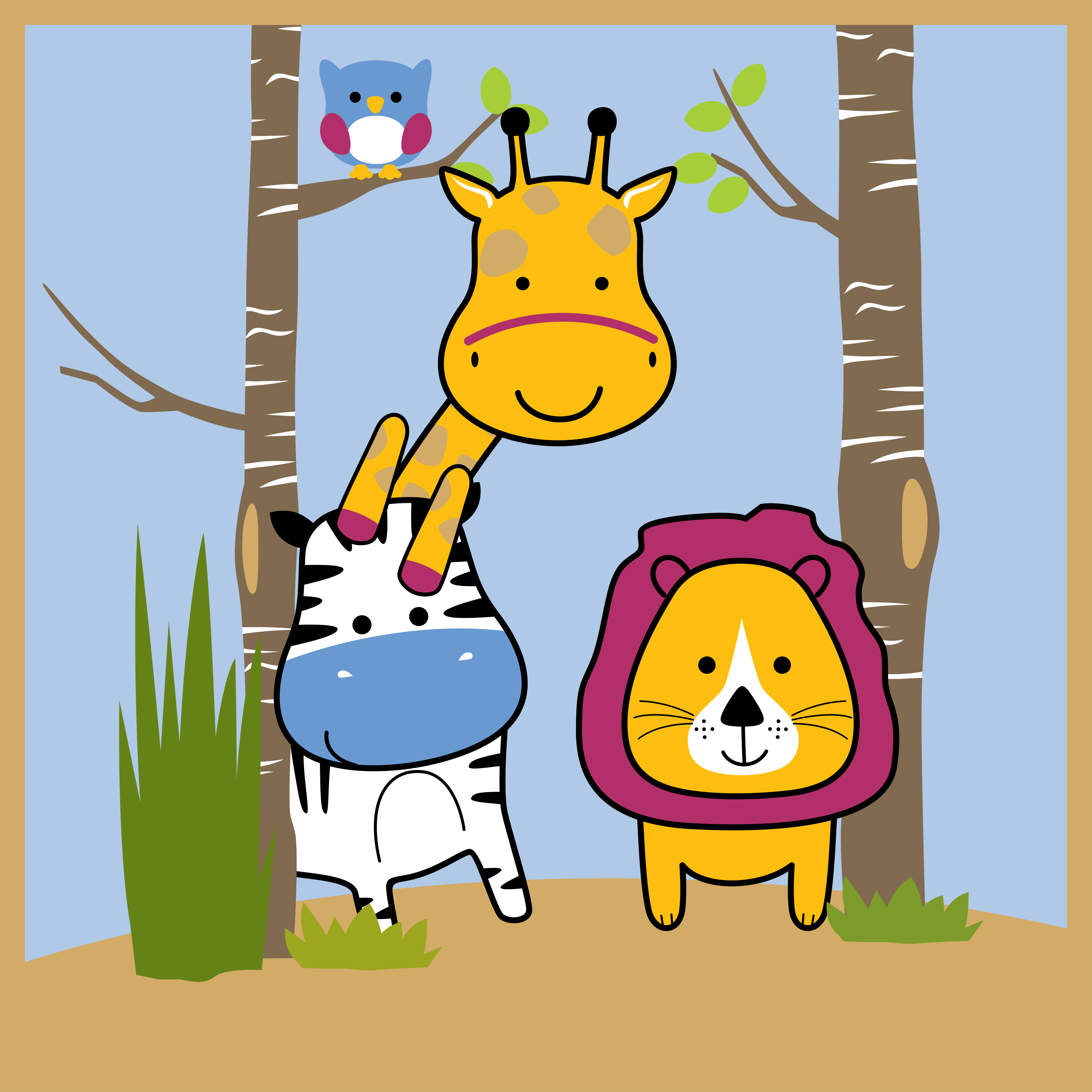 Hayvan karakterleri çocukta pvc halı - TenStickers