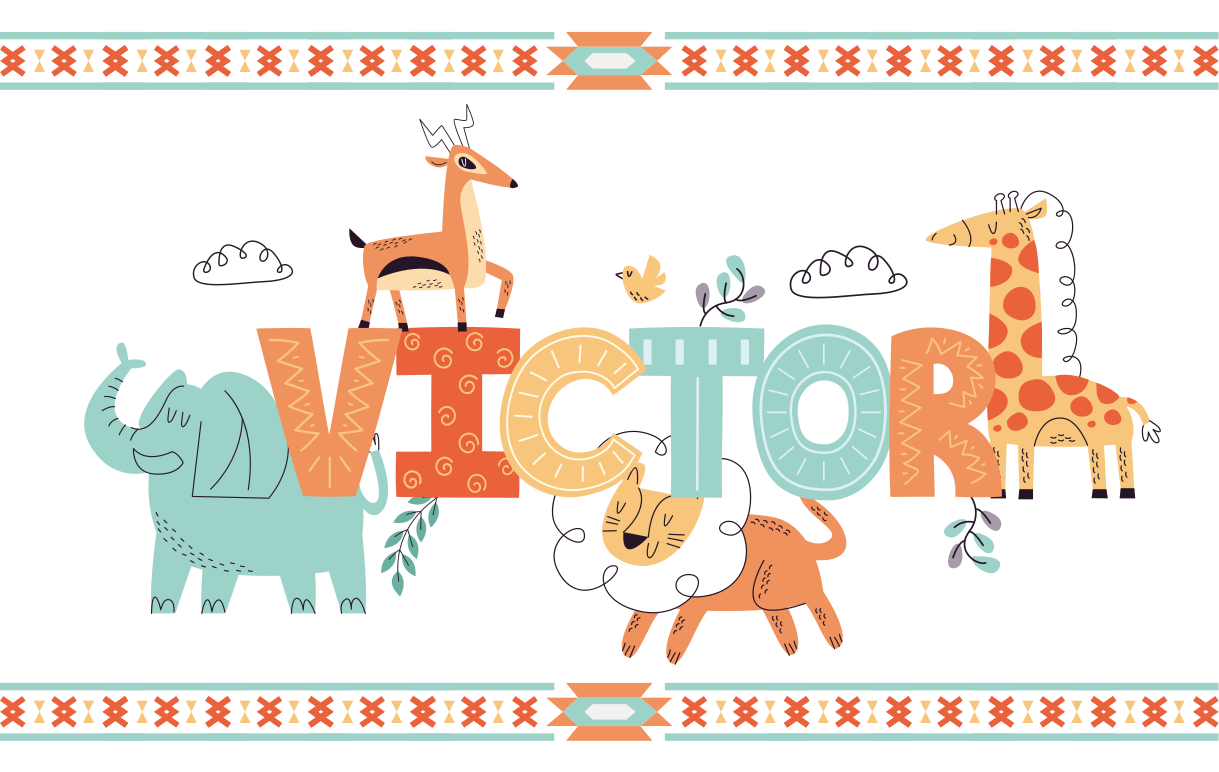 Kişiselleştirilmiş safari teması isimlerle pvc halı - TenStickers