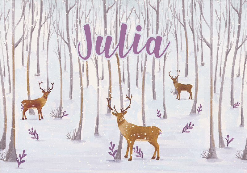 Kış orman manzarası isimlerle pvc halı - TenStickers