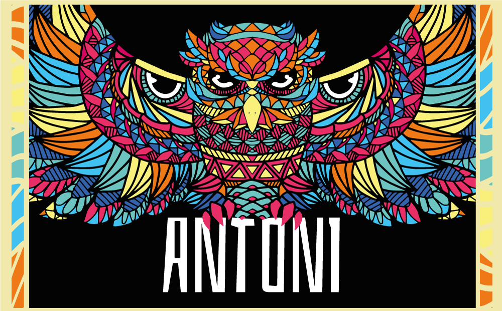 Renkli baykuş özelleştirme isimlerle pvc halı - TenStickers