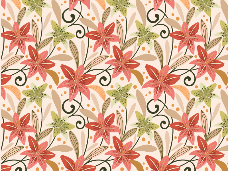 Renkli eski lilyum çiçekli kilim - TenStickers