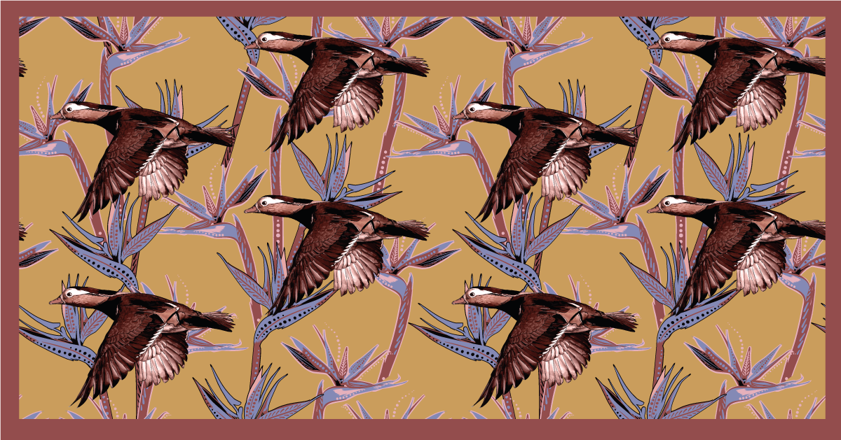 Uçan ördek deseni Hayvan pvc halı - TenStickers