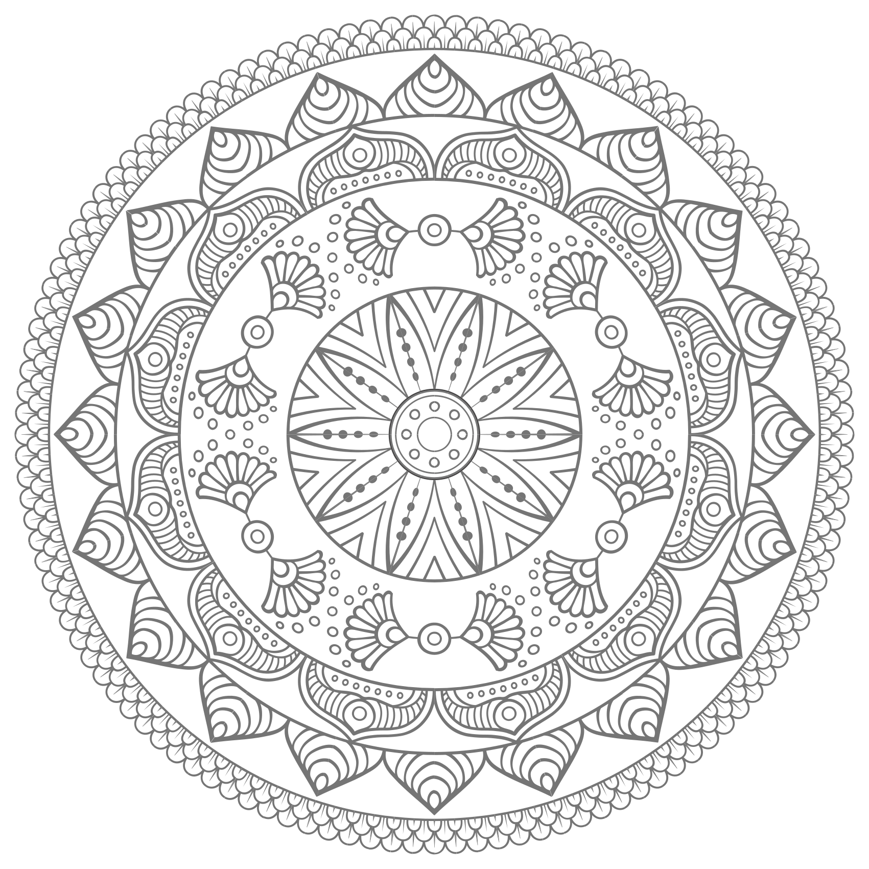 Geometrik gri üçgen desen mandala kilim - TenStickers