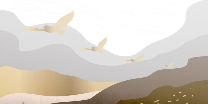 Kuşların Gölgesinde Huzur Veren Manzara Hayvan pvc halı - TenStickers