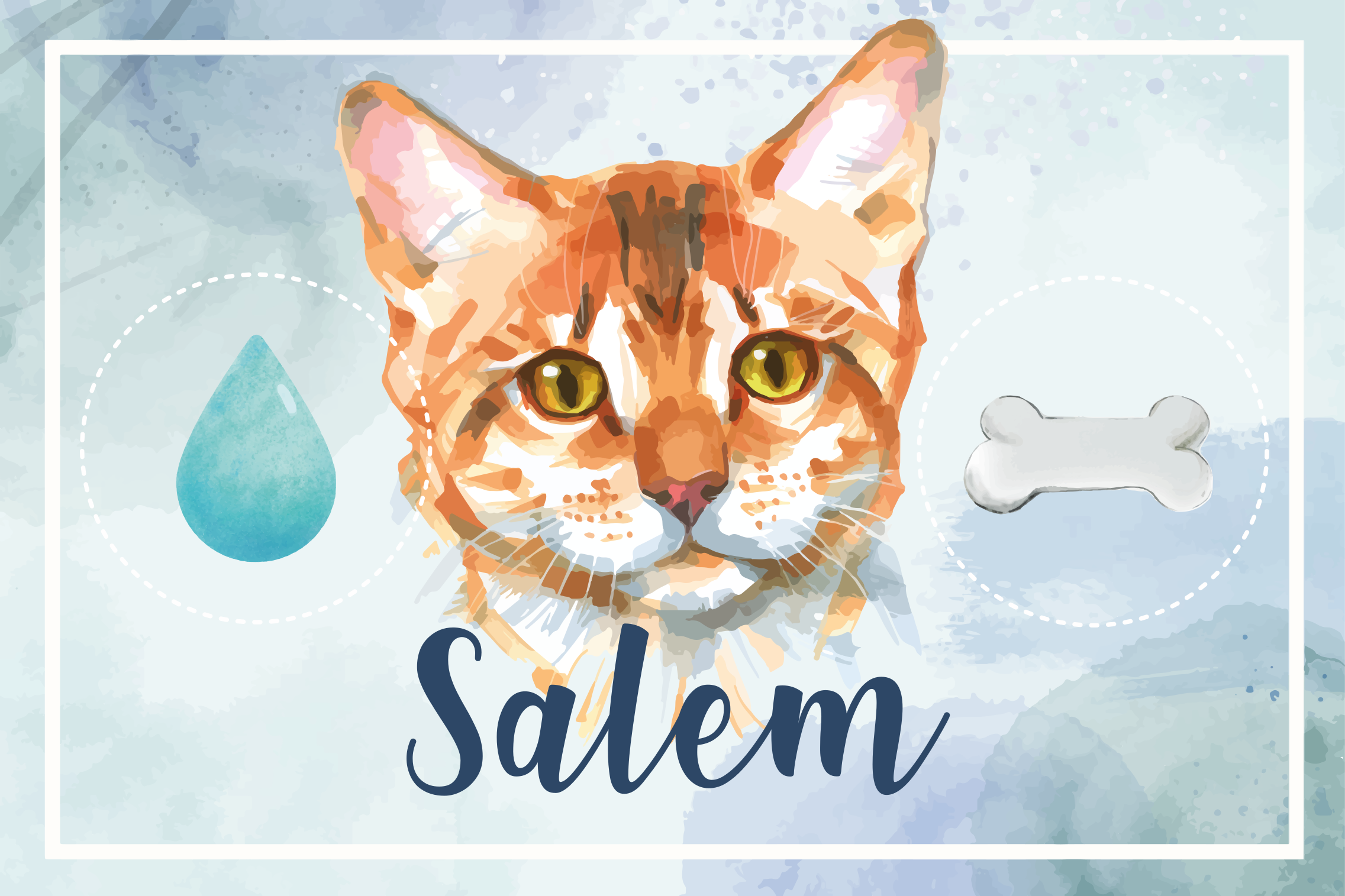 Hayvan kilim adı ile suluboya kedi - TenStickers