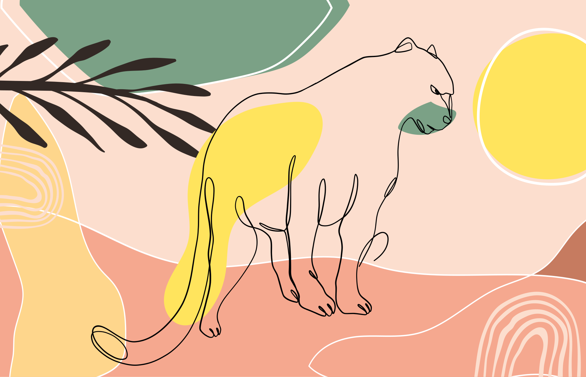 Elle çizilmiş panter hayvan matı - TenStickers