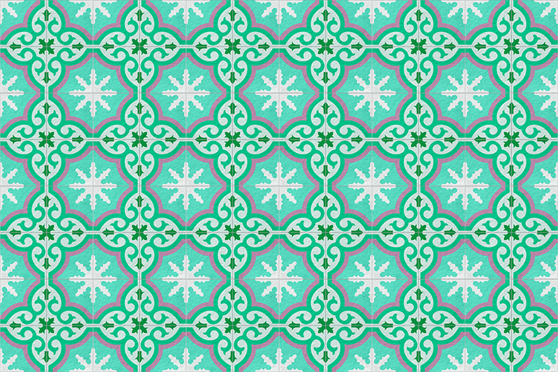 Yeşil Hidrolik Tile Türkçe vintage pvc halı - TenStickers