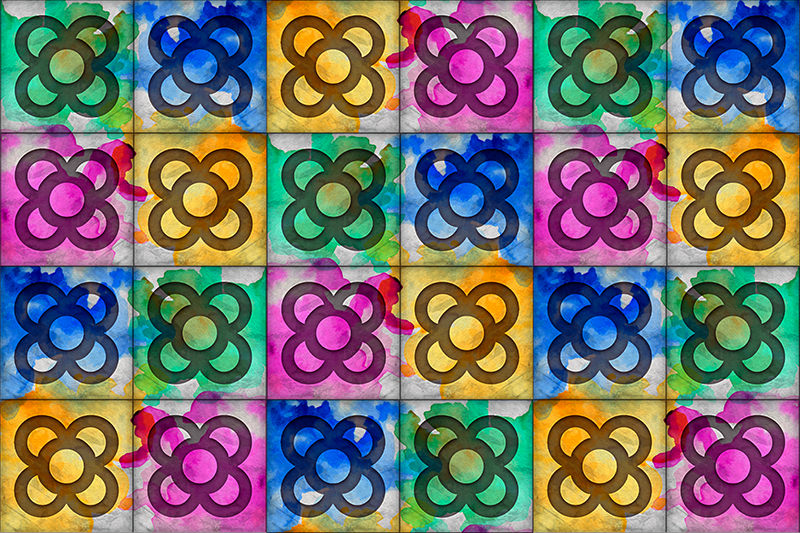 Renkli Panot KaplamaTurkish: Renkli Panot Kaplama vintage pvc hal - TenStickers