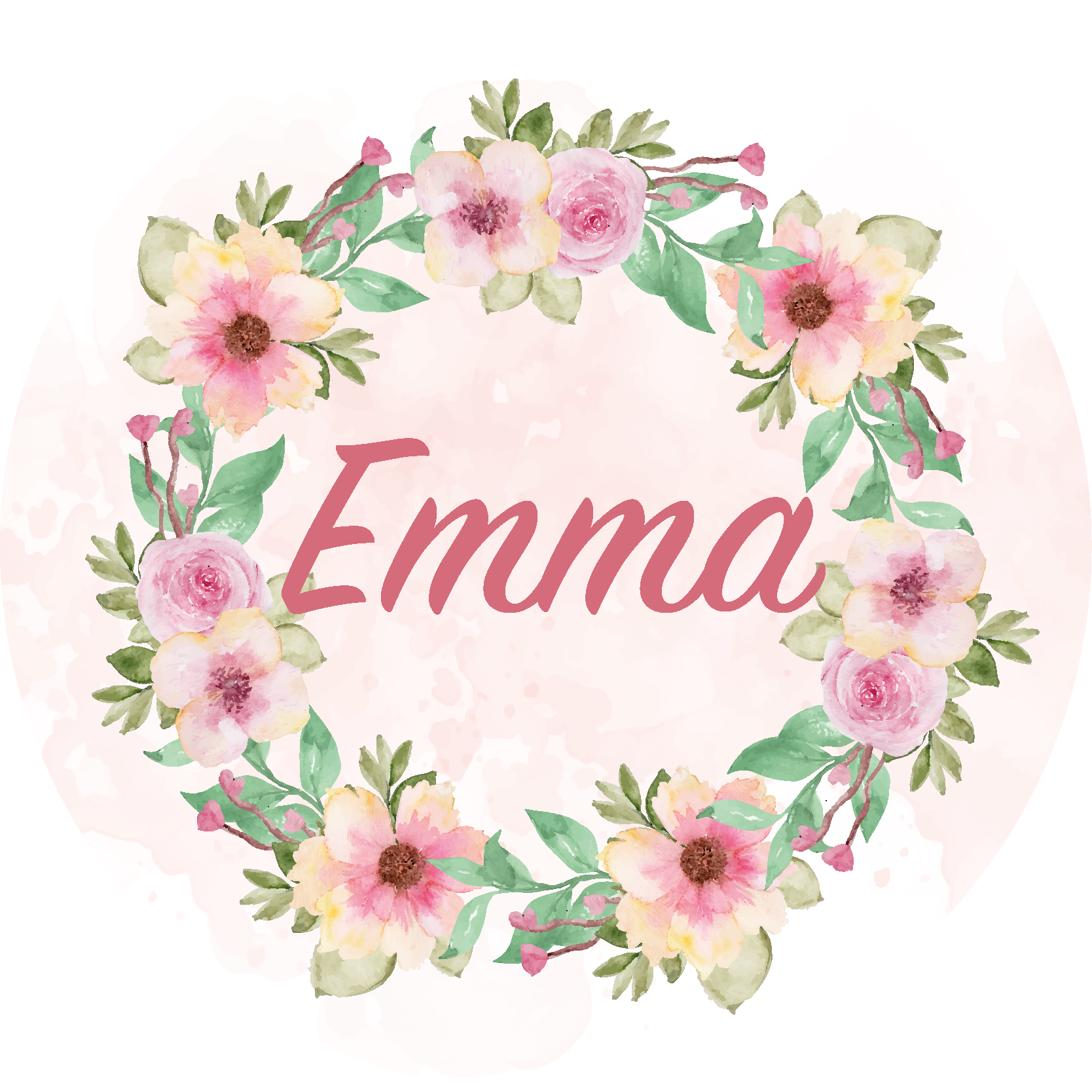 çiçekli taç isimlerle pvc halı - TenStickers