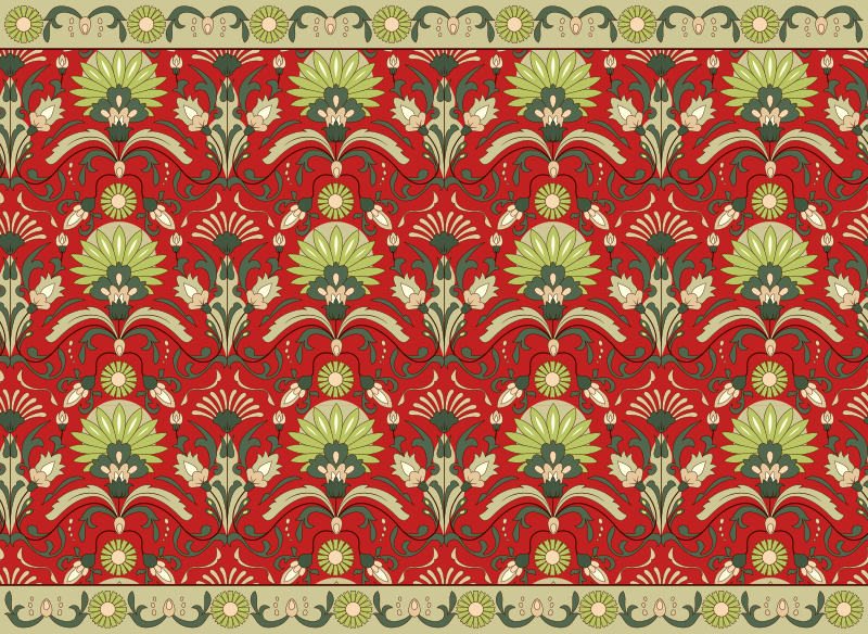 Geleneksel yeşil tasarım yemek odasi pvc halı - TenStickers