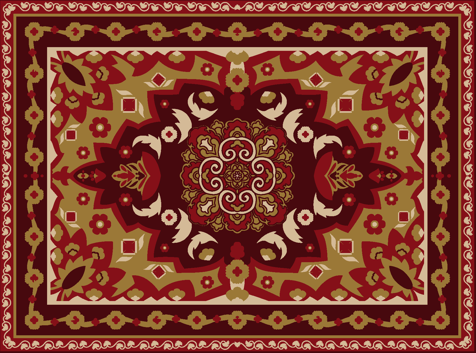 çiçek geometrik vintage tasarım yemek odasi pvc halı - TenStickers