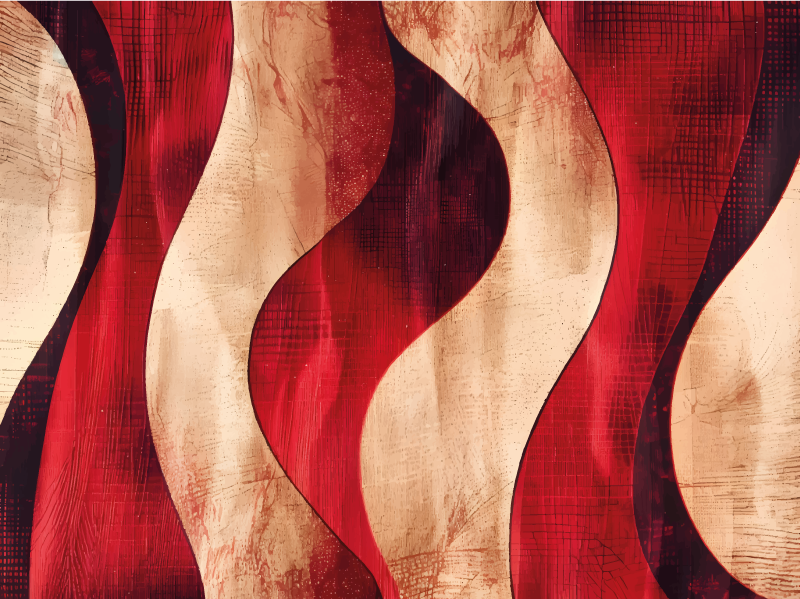 Modern dalgalar deseni kırmızı pvc halı - TenStickers