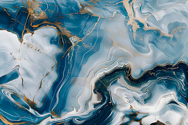 Lacivert ve beyaz renkler Mermer vinil halı - TenStickers