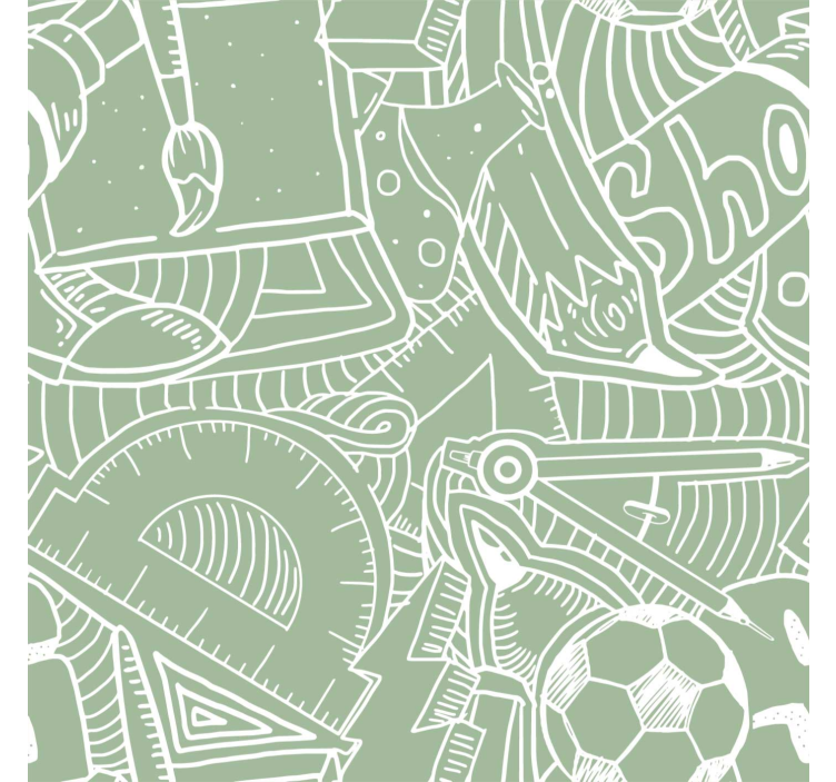 Yeşil okul tebeşiri genç odası duvar kağıdı - TenStickers