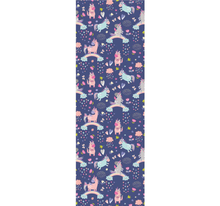 Renkli tek boynuzlu at desenleri çocuk odası duvar kağıdı - TenStickers