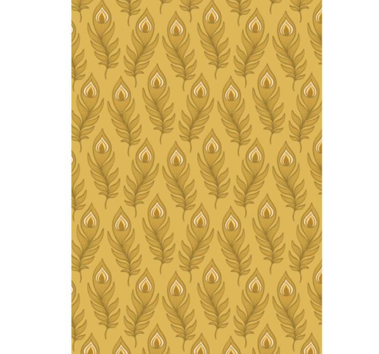 Hayvan duvar kağıdı mavi çiçekli hindi ve iki altın çiçek - TenStickers