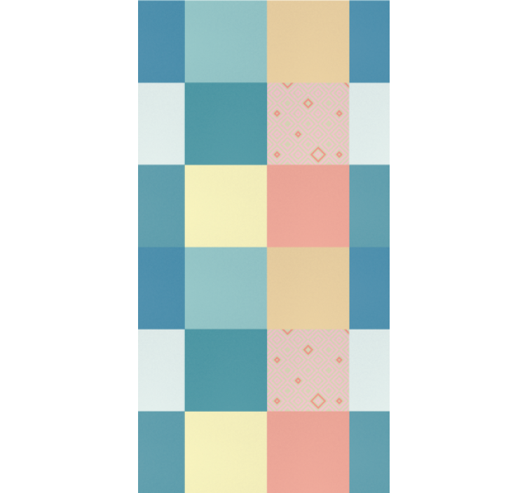 Yemek odası duvar kağıdı geometrik pastel kareler - TenStickers