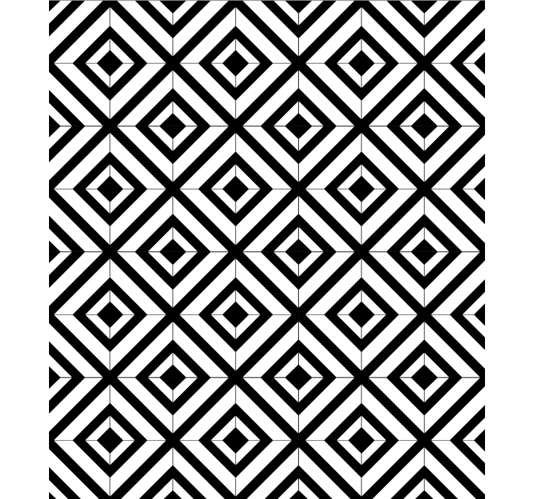 Geometrik duvar kağıdı siyah beyaz elmaslar - TenStickers