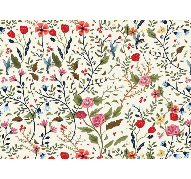 Oturma odası duvar kağıdı büyülü bahçe folk duvar resmi - TenStickers