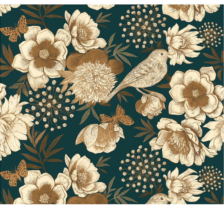 Kuşlar duvar kağıdı vintage botanik Çin tarzı - TenStickers