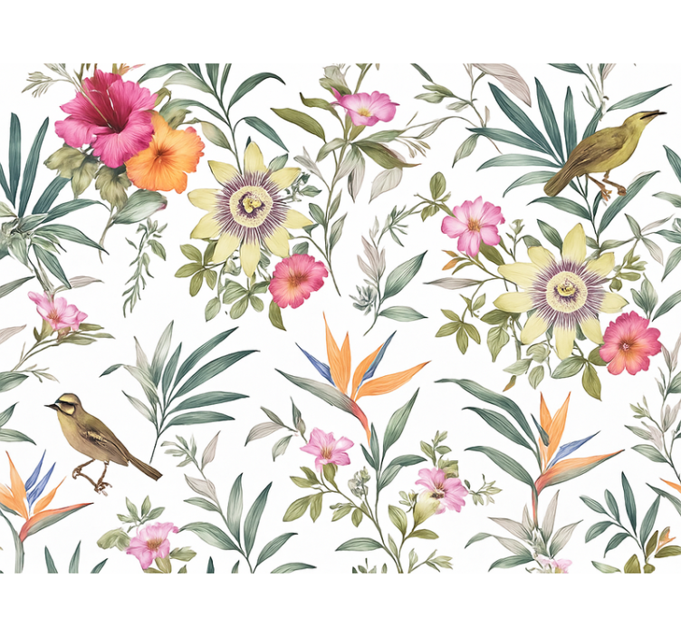 Yetişkin odası duvar kağıdı mavi Çiçek deseni - TenStickers