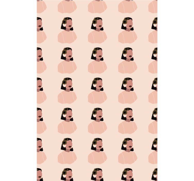 Çiçek desenli duvar kağıdı güzel kadın ayçiçeği yüzü - TenStickers