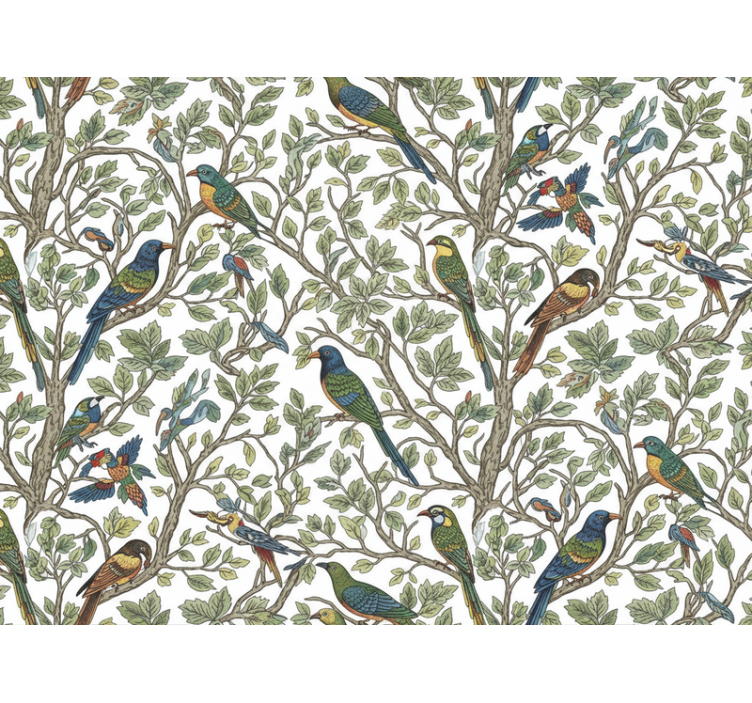 Ağaç duvar kağıdı ormandaki kuşlar (b06wd69gpb) - TenStickers