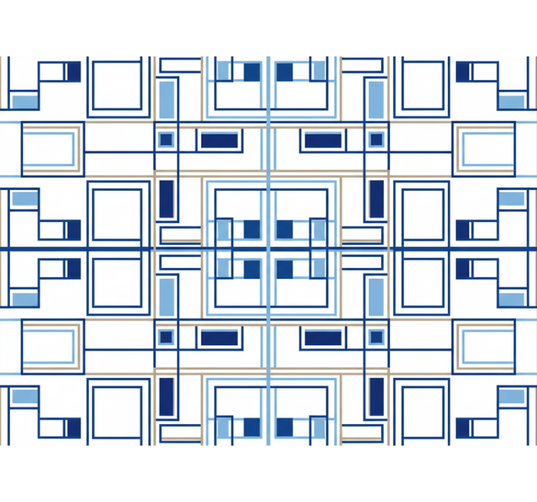 Kare duvar kağıdı geometrik şekiller mavi - TenStickers