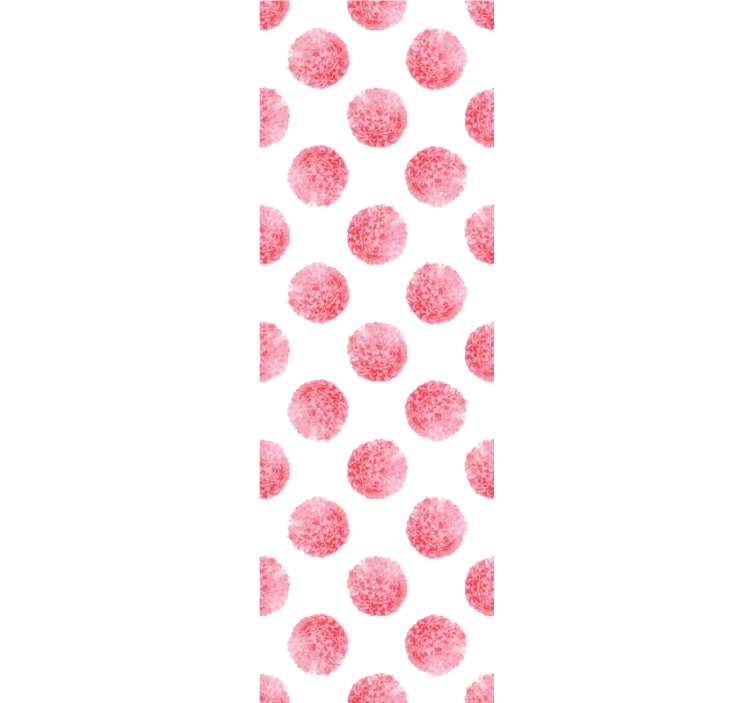 Beyaz çiçek duvar kağıdı üzerinde yuvarlak pembe çiçekler - TenStickers