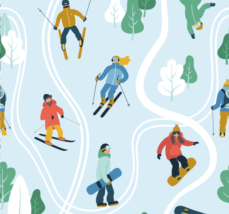 Eğlenceli kış sporları bebek odası duvar kağıdı - TenStickers