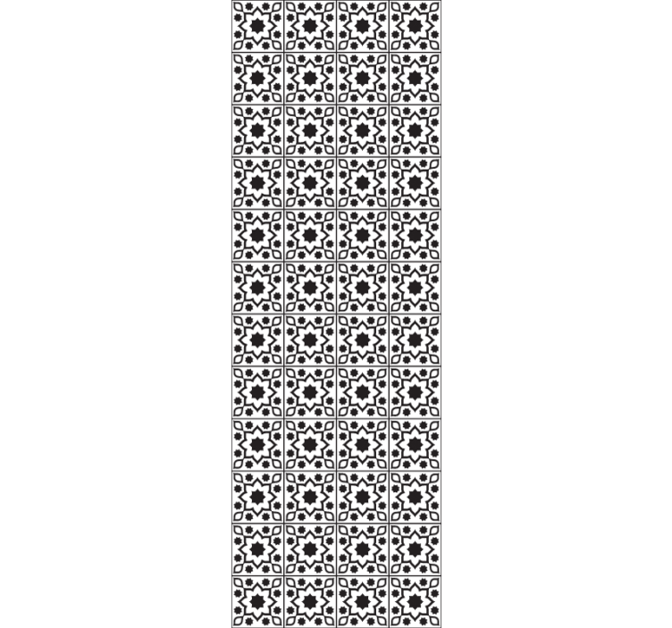 çini baskı siyah beyaz çiçekli duvar kağıdı - TenStickers