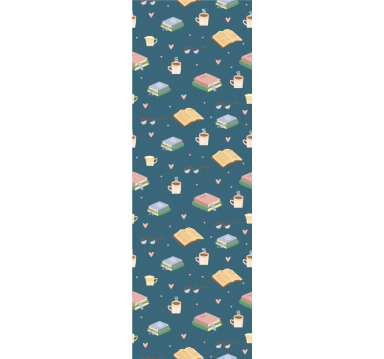 çay kitapları ve kahve modern duvar kağıdı - TenStickers