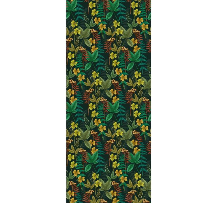 Botanik çizgili desen doğa duvar kağıdı - TenStickers