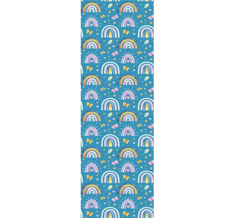 Boho gökkuşağı çiçekler duvar kağıdı ile desen - TenStickers