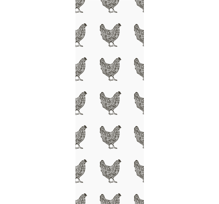Siyah tavuk desen yatak odası duvar kağıdı - TenStickers