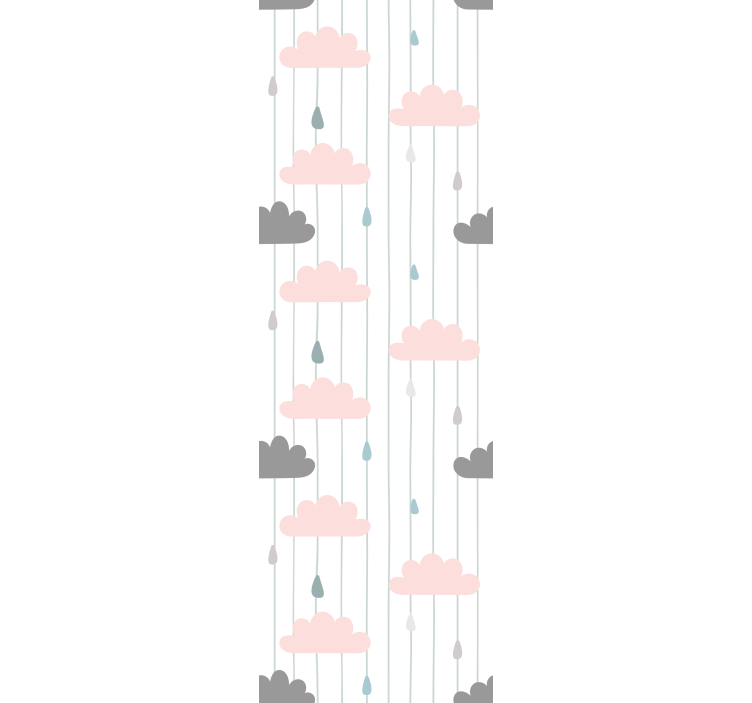 Pembe ve gri bulutlar yatak odası duvar kağıdı - TenStickers